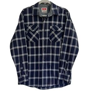 Wrangler‎ Blue and White Flannel Shirt Men's Size Medium